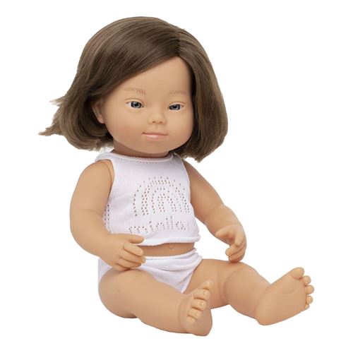 Poupée bébé fille, 38 cm, syndrome de Down