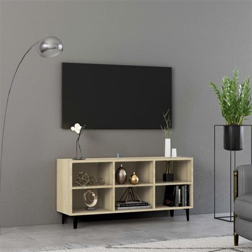 vidaXL Meuble TV avec pieds en métal Chêne sonoma 103,5x30x50 cm
