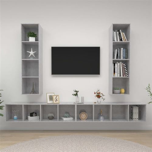 Non Communiqué Gris Meubles Tv Muraux 4 Pcs Béton Bois D Ingénierie