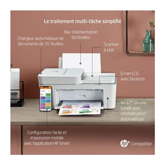 Imprimante multifonctions Tout-en un HP DeskJet Plus 4122e Blanc Eligible à instant ink