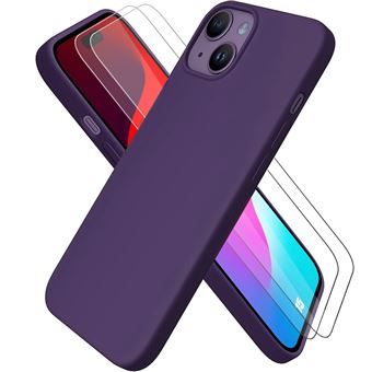 Coque Silicone Violet Foncé pour iPhone 15 avec 2 Verres Trempés Protection d'écran - BOOLING - 1
