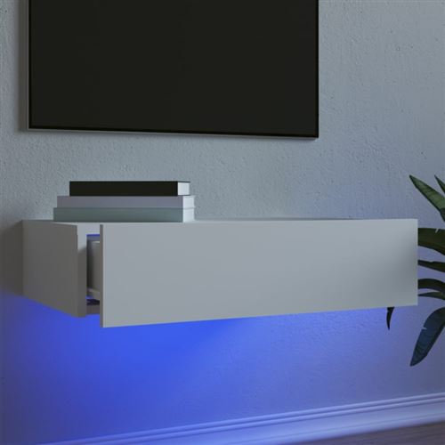 VIDAXL - Meuble TV - Éclairage LED - Blanc - 60 x 35 x 15,5 cm - Image 2