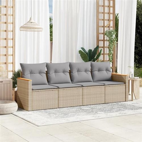 vidaXL - Salon de jardin modulable - 4 places - Beige - Image 2