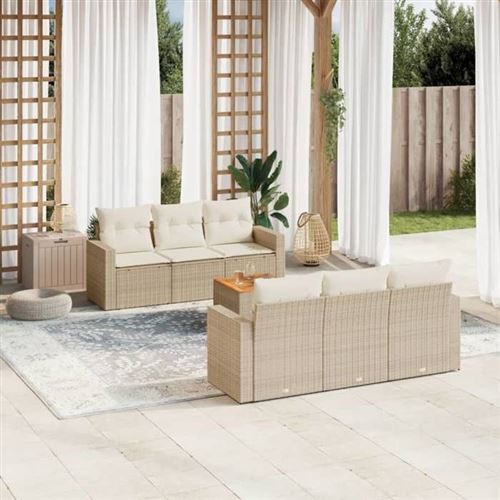 Non Communiqué Beige Salon De Jardin Modulable Vidaxl Resine Tressee 6 Personnes 62 X 55 X 69 Cm 7 Pieces
