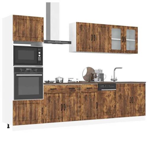Vidaxl - Ensemble de 7 meubles de cuisine 'Lucca' en chêne fumé