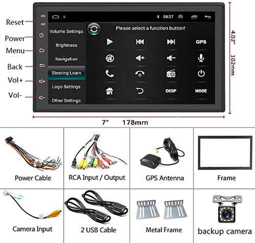 Honboom Autoradio 2 DIN Stéréo de Voiture écran Tactile HD de 7 Pouces avec Fonctions dappel Mains Libres Bluetooth/Lien Miroir/FM/USB/Carte TF/entrée auxiliaire caméra de recul Incluse 