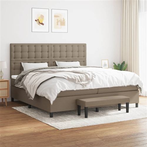vidaXL Sommier à lattes de lit avec matelas Taupe 200x200 cm Tissu3136945