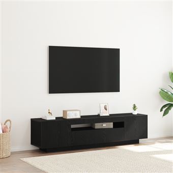 Buffet TV avec lumières LED noir chêne 160x35x40 cm en bois d ingénierie - 1