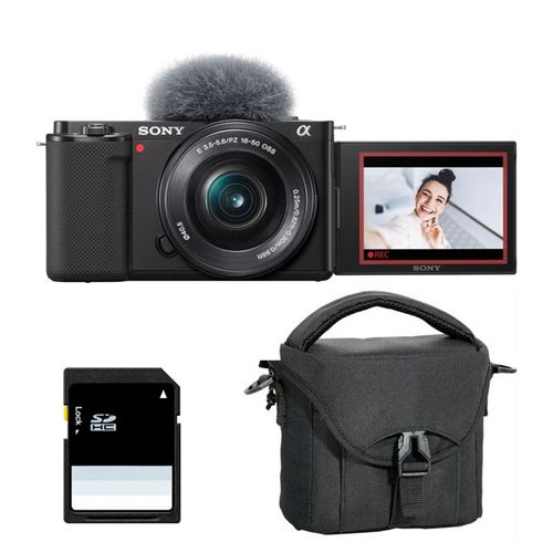 Sony appareil photo hybride alpha zv-e10 noir + 16-50 pz + sac + sd 8 go