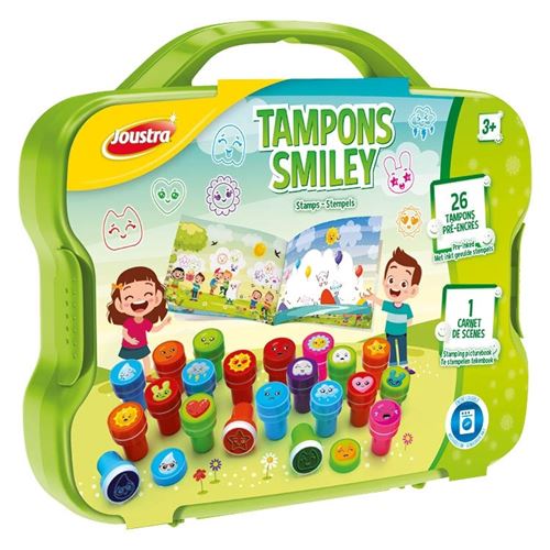 Kit de tampons enfant pré-encrés Stampo Easy - Smiley - 10 pcs - Tampon  enfant - Creavea