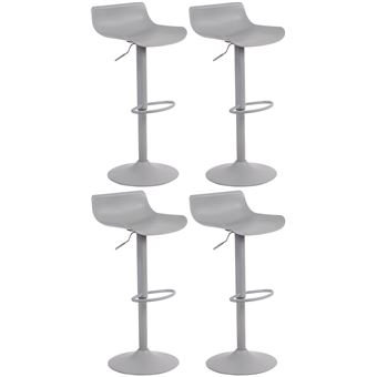 Lot de 2 tabourets de bar moderne et confortable en tissu gris foncé pieds trompette en métal