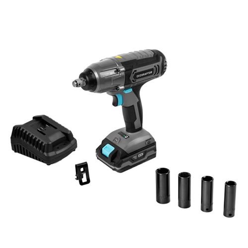 Avvitatore a impulsi cordless Cecotec CecoRaptor Impact 2020 Ultra - 3000 IPM - 2300 RPM - Batteria da 2 Ah 20 V - Coppia fino a 400 Nm - Accessori inclusi - Luce LED - Nero e grigio