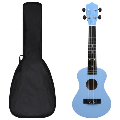 vidaXL Jeu de ukulélé soprano avec sac pour enfants Bleu azuré 23