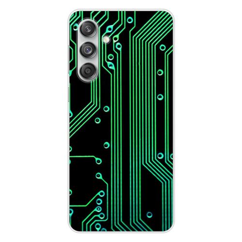 Coque en silicone imprimée compatible Samsung Galaxy M55 5G Texture circuit geek