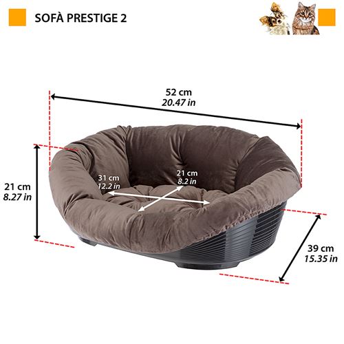 Ferplast Panier en Plastique pour Chiens et Chats SOFA' 6 avec Coussin  Rembourré Lavable - Paniers et mobilier pour chien - Achat & prix