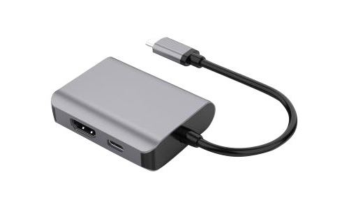 DLH - Adaptateur vidéo - USB-C mâle pour HD-15 (VGA), HDMI, USB-C femelle - 19 cm - noir - support 1080p, support pour 4K60Hz
