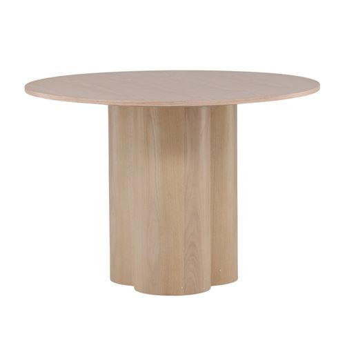 Non Communiqué Beige Table A Manger Fixe Sans Tiroir 4 Personnes Rond En Bois L 110 Cm