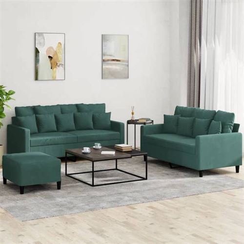 Non Communiqué Vert Vidaxl Ensemble De Canapés Avec Coussins 3 Pcs, Canapés Avec Accoudoirs Et Dossier, Ensemble De Meubles, Mobilier De Salon, 3201712