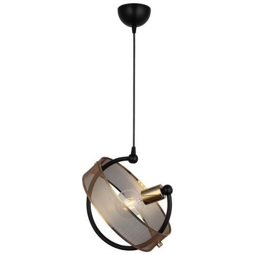 HOMEMANIA Lampe à Suspension Nela - Lustre - Lustre de plafond - Or, noir en Métal, 28 x 28 x 90 cm, 1 x E27, 40W