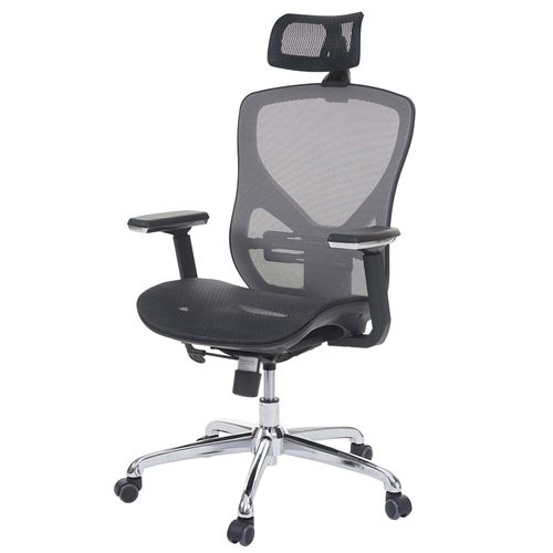 Chaise de bureau MENDLER HWC-A61 chaise pivotante, fonction glisse, tissu ISO9001 noir/gris