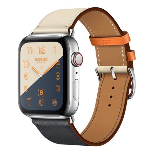 Bracelet en PU taille ajustable beige/bleu foncé pour votre Apple Watch Series 4 40mm/Series 3 2 1 38mm