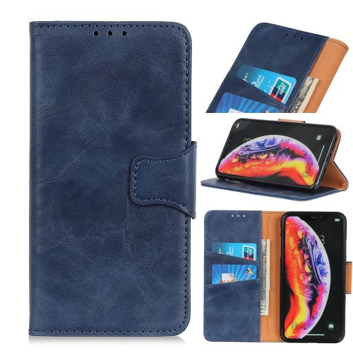 Etui en PU crazy horse bleu pour votre OnePlus 7
