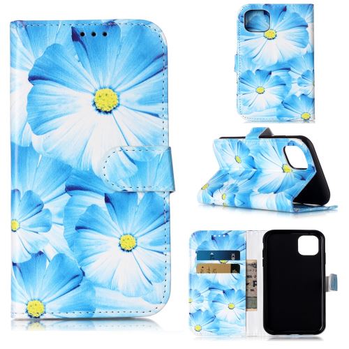 Etui en PU impression de modèle fleurs bleues pour votre Apple iPhone XR 6.1 pouces (2019)
