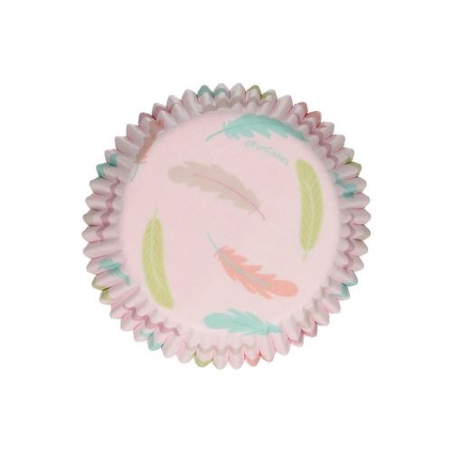 48 caissettes à cupcakes plumes pastel - Coloris : RoseFC4026