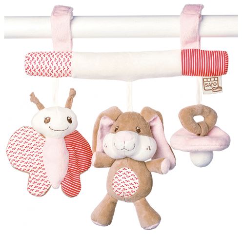 Saro cintre pour poussette avec hochet Little Friends rose