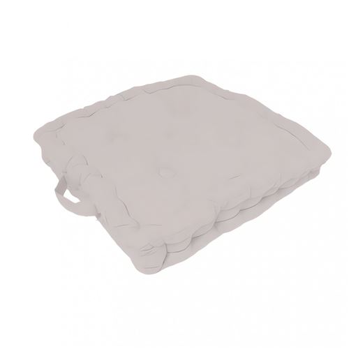 Coussin tapissier Panama en coton - 50 x 50 x 10 cm - Blanc
