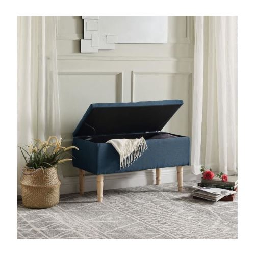 Emilie Banc Avec Coffre De Rangement Tissu Bleu Canard Classique L 80 X P 43 5 Cm Achat Prix Fnac