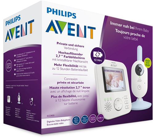 Ecoute-bébé video numérique Philips Avent SCD835/26