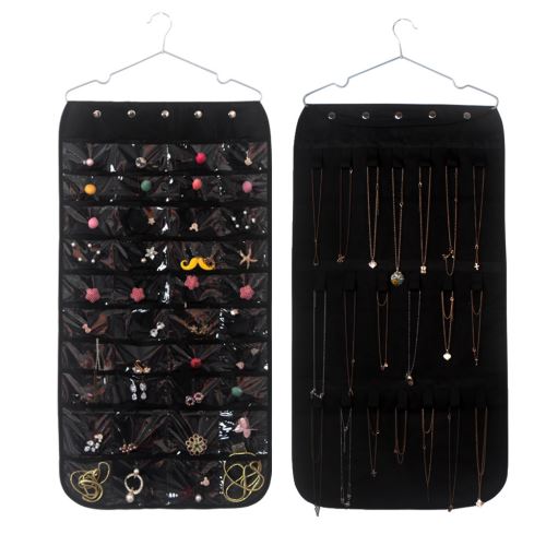 Bijoux Sac de rangement double face poches Bijoux Hanging Présentoir Sac non-tissé Kiliaadk623