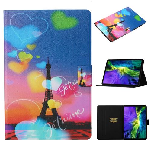 Etui en PU impression de modèle flip avec porte-cartes tour Eiffel pour votre Apple iPad Pro 11 pouces (2020)/(2018)