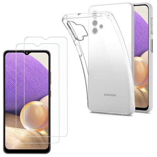 Coque pour Samsung A32 5G et 2 Verres Trempé - Protection Silicone Souple Film Vitre Protection Ecran Phonillico®