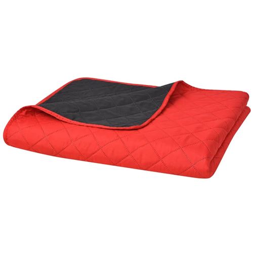 vidaXL Bedsprei gewatteerd dubbelzijdig 170x210 cm rood en zwart