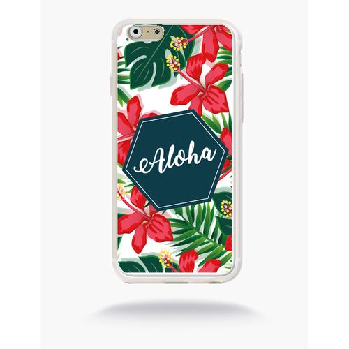 Coque Aloha Tropical Fond Blanc Compatible Apple Iphone 6 Silicone Blanc Mat