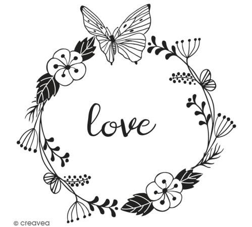 Tampon en bois Aladine - Love - 6 x 6 cm