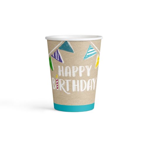 Amscan tasses Joyeux anniversaire 250 ml de papier brun 8 pièces