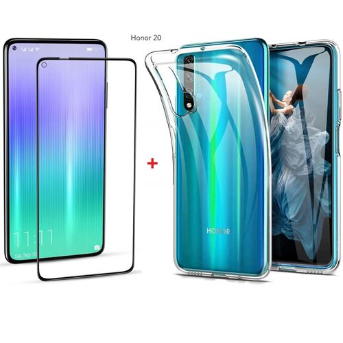 Coque transparente pour Honor 20 avec Verre Trempé 3D Full cover