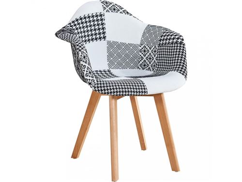 SUBLEEM Fauteuil FABIO patchwork multicolore Gris + Blanc