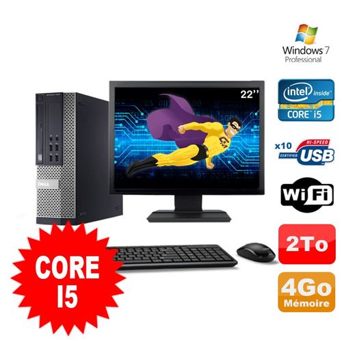 Pc dell optiplex 990 sff i5-2400 3.1ghz 4go 2000go dvd wifi w7 ecran 22' État correct - Dell reconditionné disponible sur Fnac
