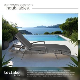 Tectake Bain De Soleil Oceane 5 Positions Gris Mobilier De Jardin Achat Prix Fnac