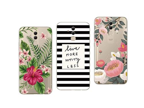 Huawei Mate 20 Lite Lot de 3 Coques Gel Souple incassable Résistant Anti choc avec Impression de Motif Fantaisie Durable