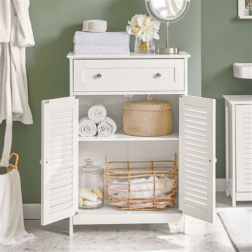 Meuble Bas de Salle de Bain Armoire Toilette Buffet Commode – Blanc FRG238-W SoBuy®