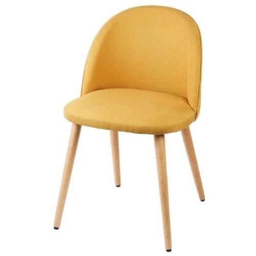 Macaron Chaise De Salle A Manger - Tissu Jaune Moutarde - Scandinave - L 50 X P 50 Cm