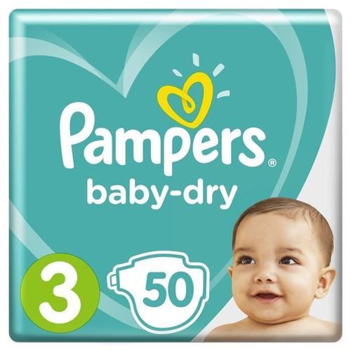 Pampers Baby-dry Taille 3, 6-10 Kg - 50 Couches