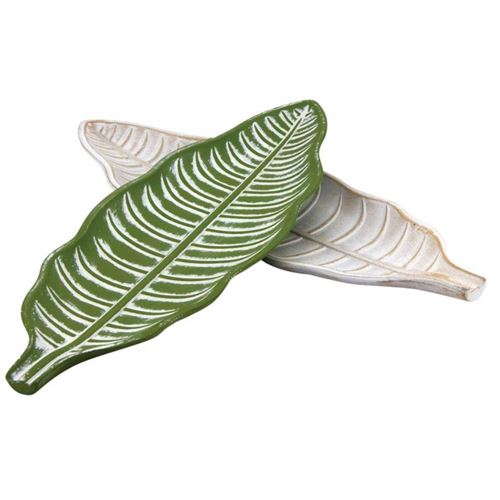 Aubry Gaspard - Plat feuille en bois patiné (Lot de 2)