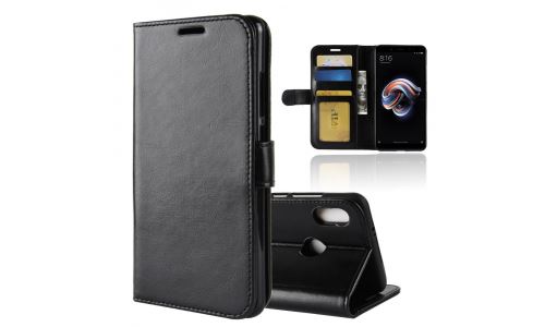 Etui Redmi NOTE-5 noir grainé rabat latéral articulé fonction stand