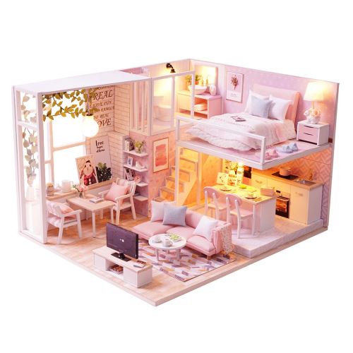Maison en Bois de Poupée 3D Diy Mobilier Miniature Modèle de Noël Cadeaux Jouets Wj101